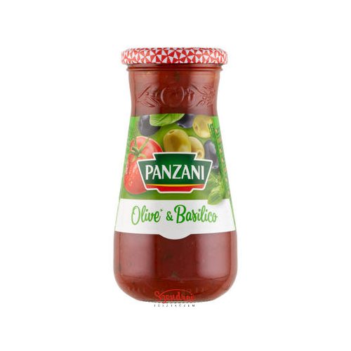 Panzani Olive & Basilico - paradicsomszósz olajbogyóval és bazsalikommal 400g.