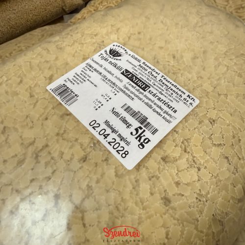 Tojásnélküli Szendrei Eperlevél Száraztészta 5 kg. Lédig