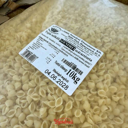 Tojásnélküli Szendrei Kagyló Kicsi Száraztészta 10 kg. Lédig