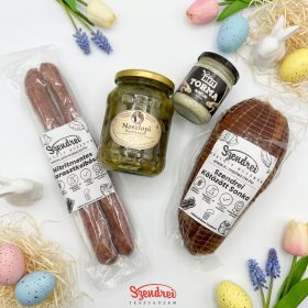   Húsvéti Nitritmentes Kötözött Sonka Csomag - Sonka, Torma, Kolbász, Savanyúság